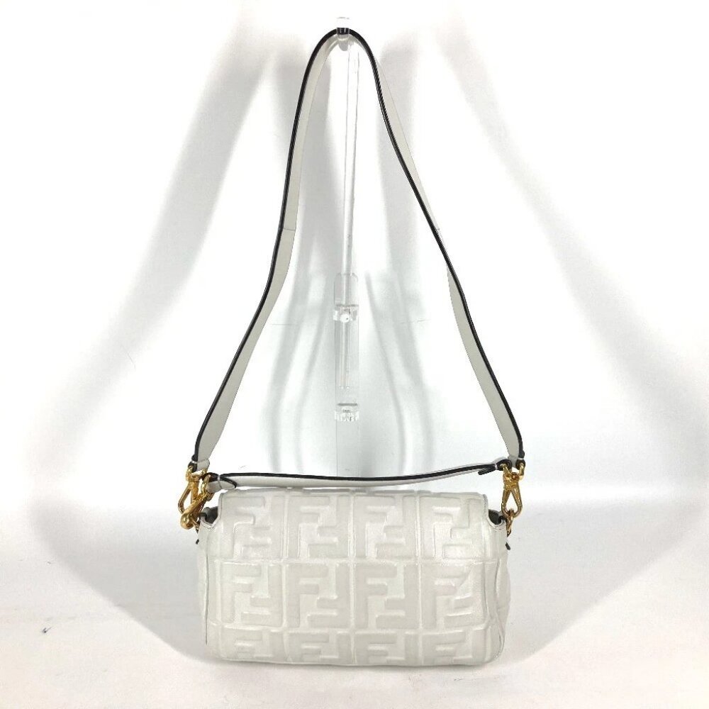 FENDI 8BR600 Zucca Mamma Baguette Shoulder 2WAY Bag Shoulder Bag Leather White - Picture 6 of 16